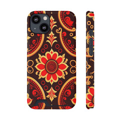 Batik Blossom Phone Case With Card Holder