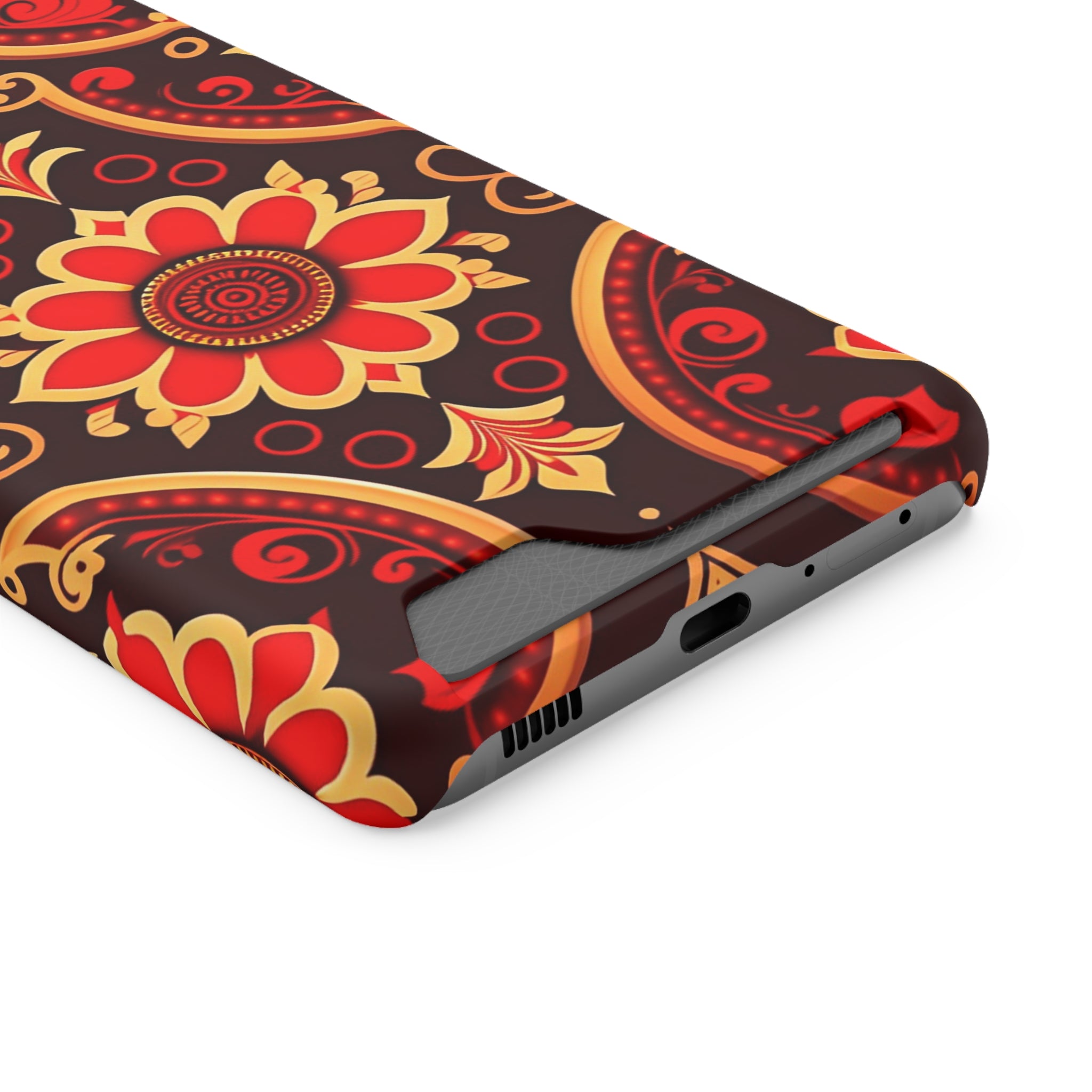 Batik Blossom Phone Case With Card Holder