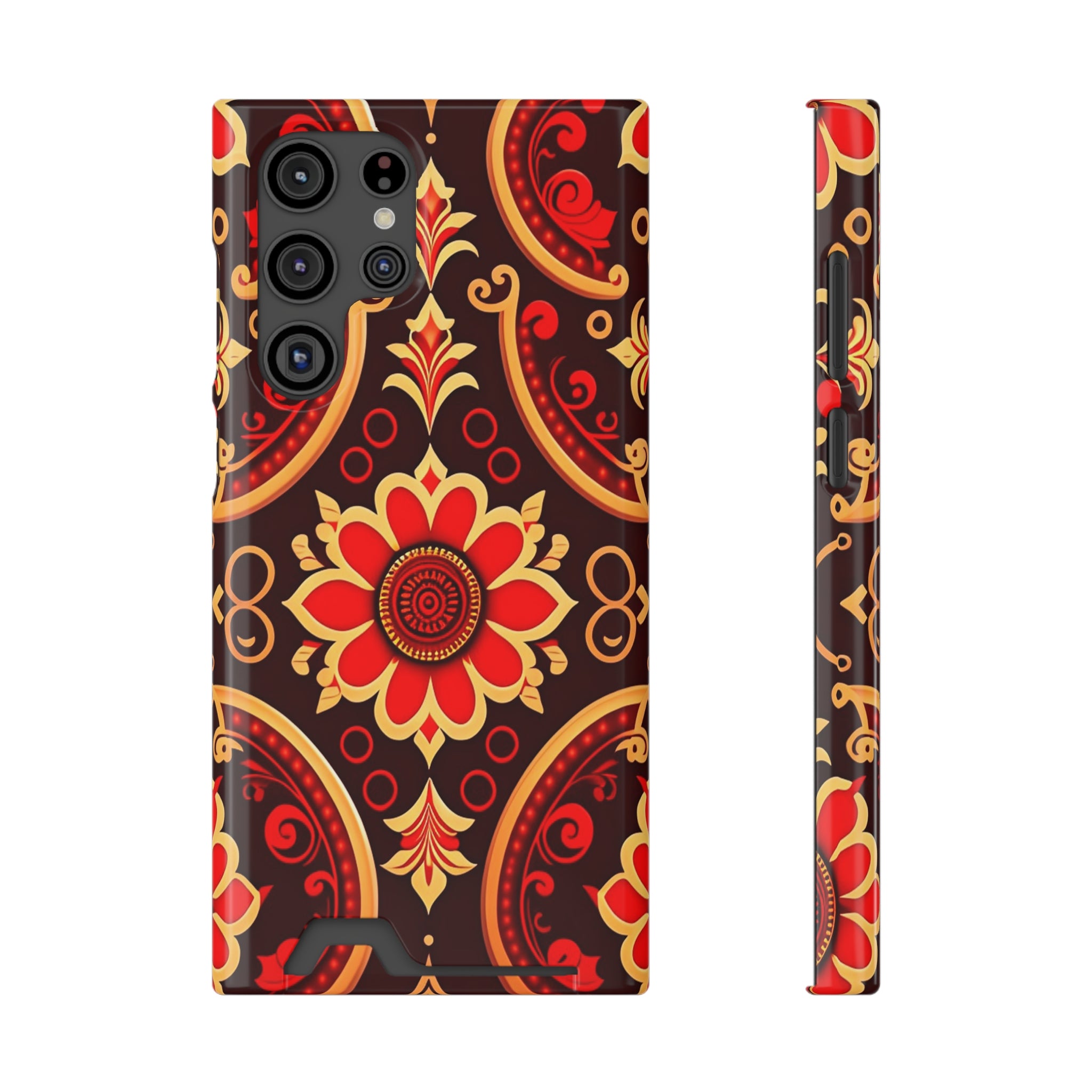 Batik Blossom Phone Case With Card Holder