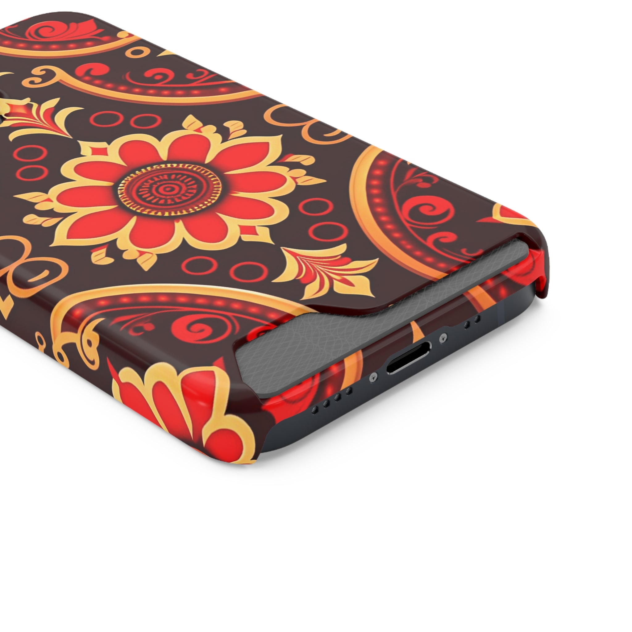 Batik Blossom Phone Case With Card Holder