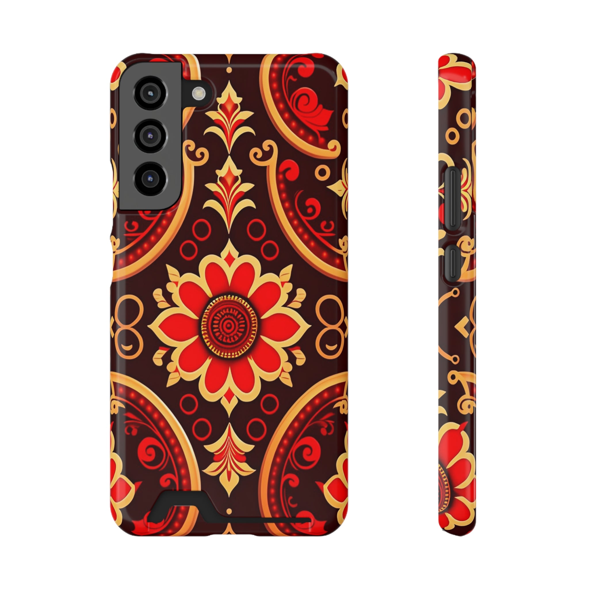 Batik Blossom Phone Case With Card Holder