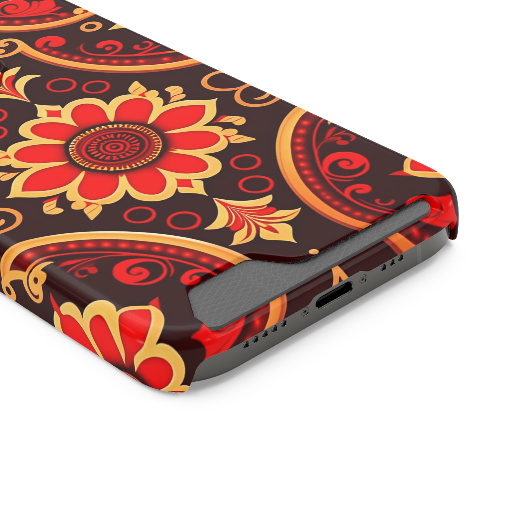 Batik Blossom Phone Case With Card Holder