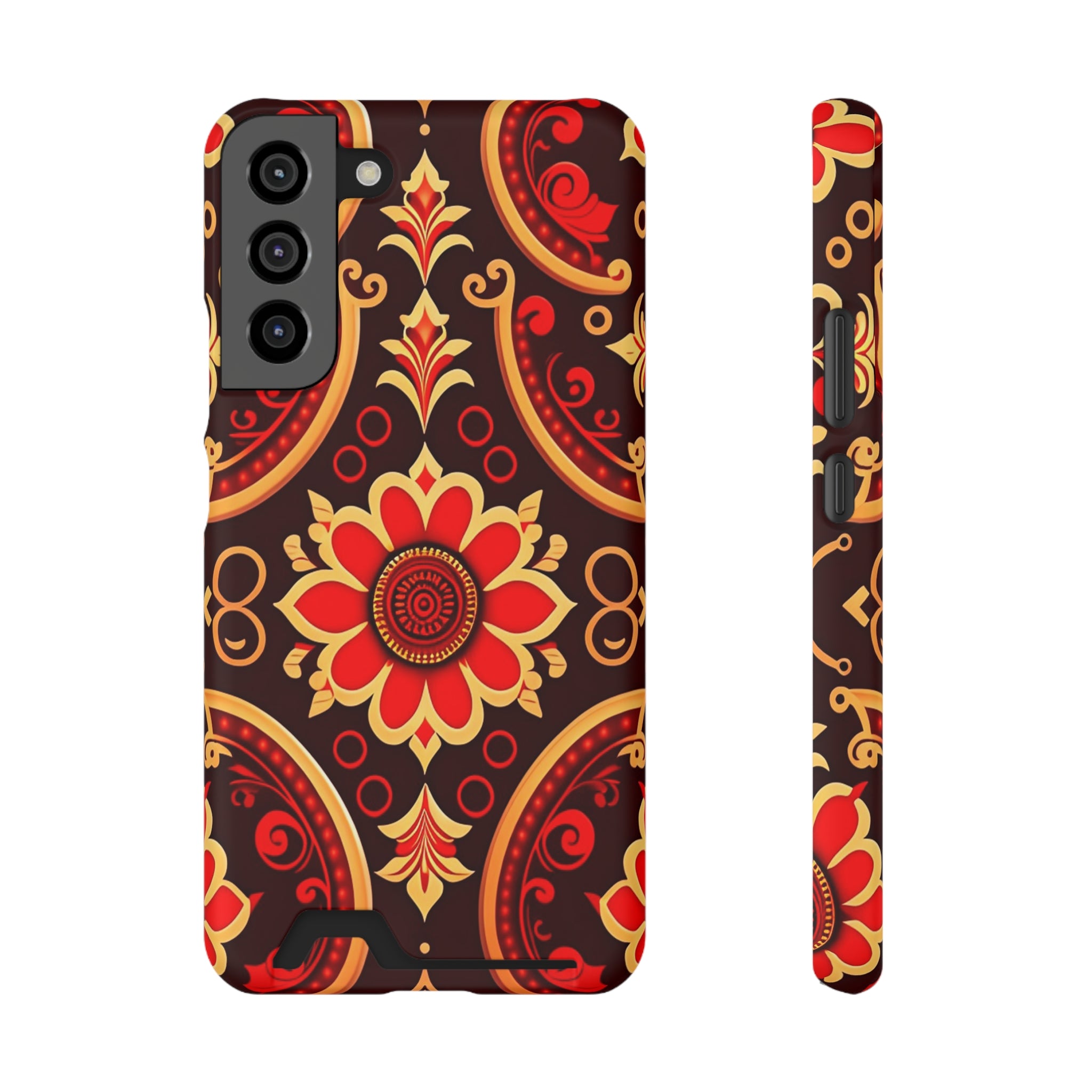 Batik Blossom Phone Case With Card Holder