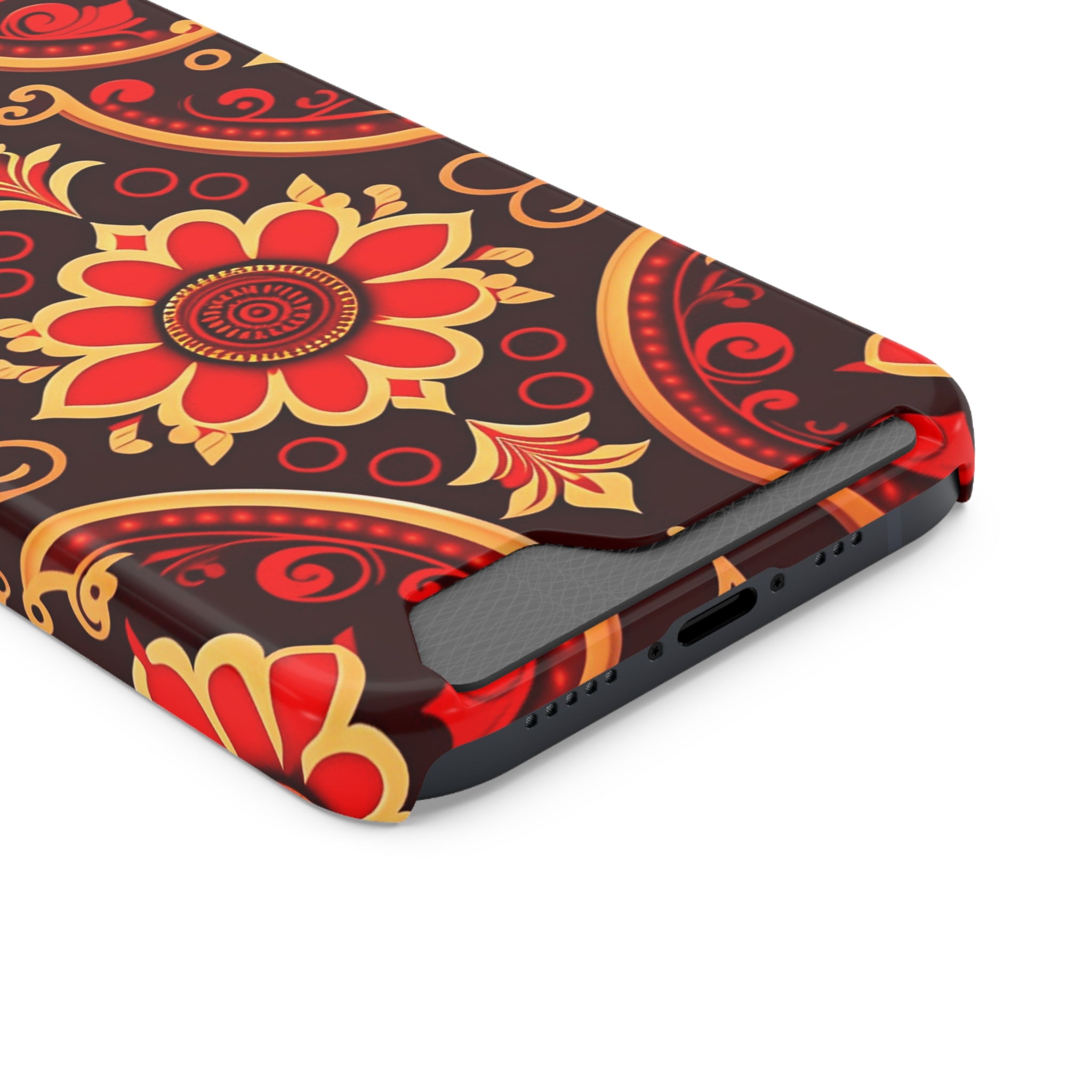 Batik Blossom Phone Case With Card Holder