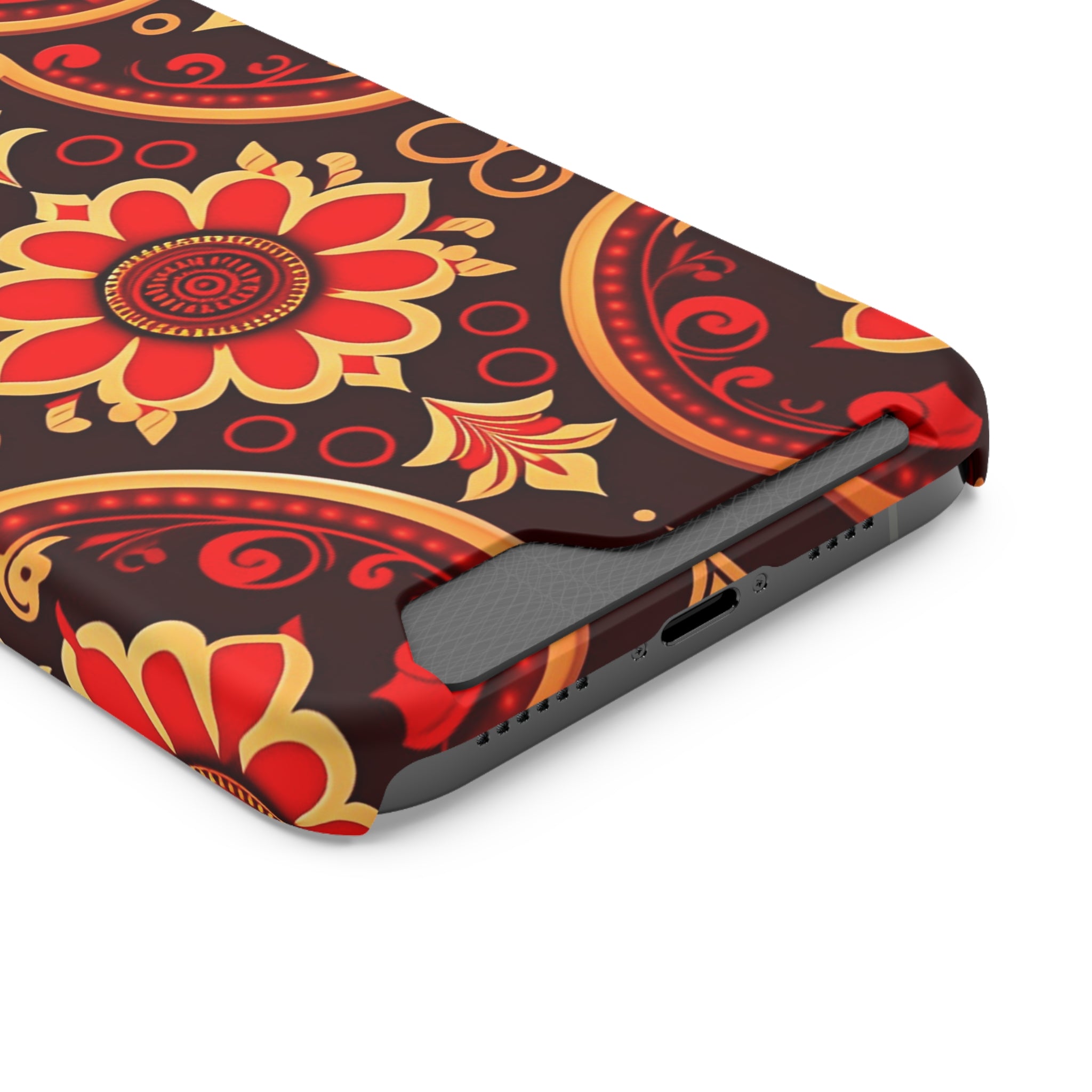 Batik Blossom Phone Case With Card Holder