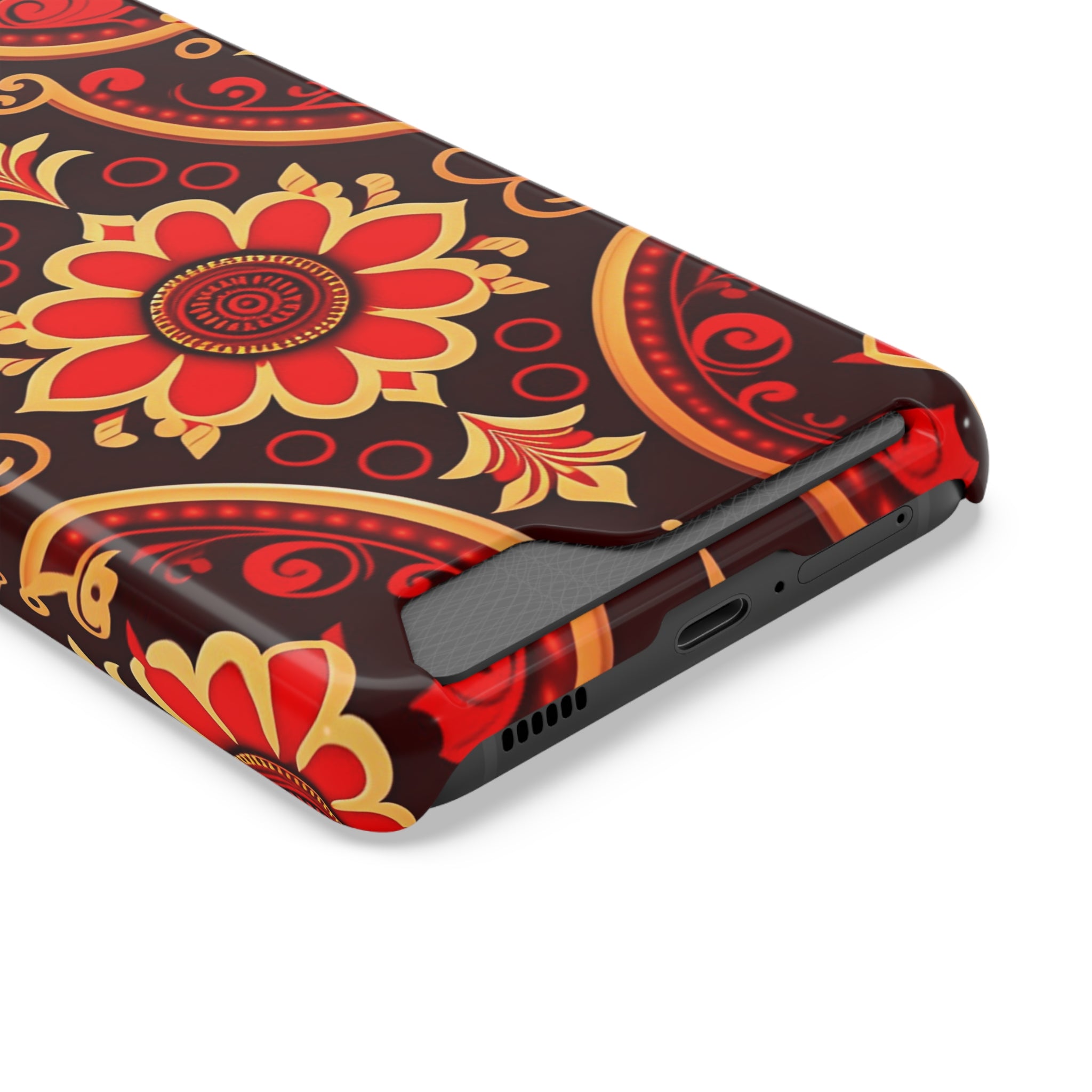 Batik Blossom Phone Case With Card Holder