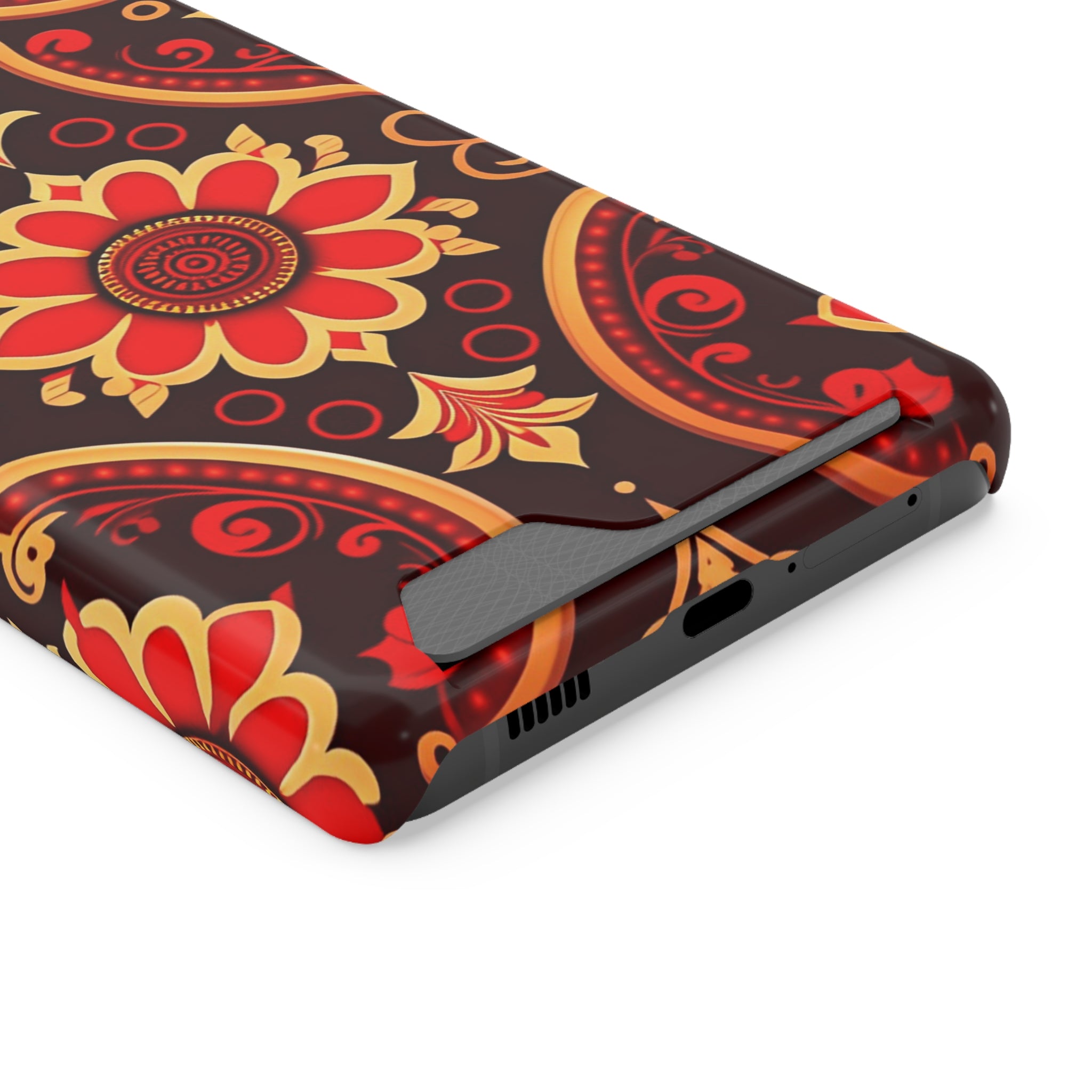 Batik Blossom Phone Case With Card Holder