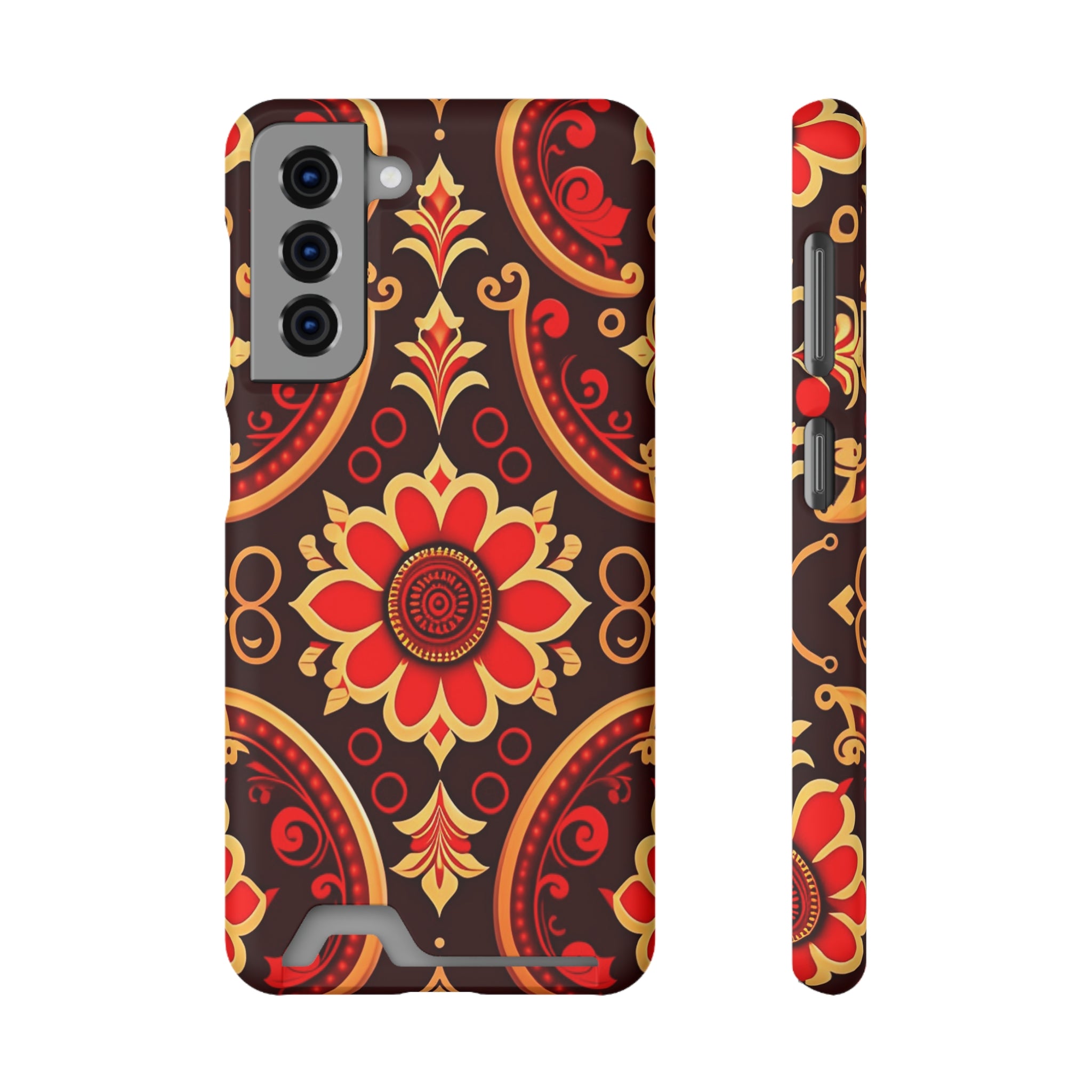 Batik Blossom Phone Case With Card Holder
