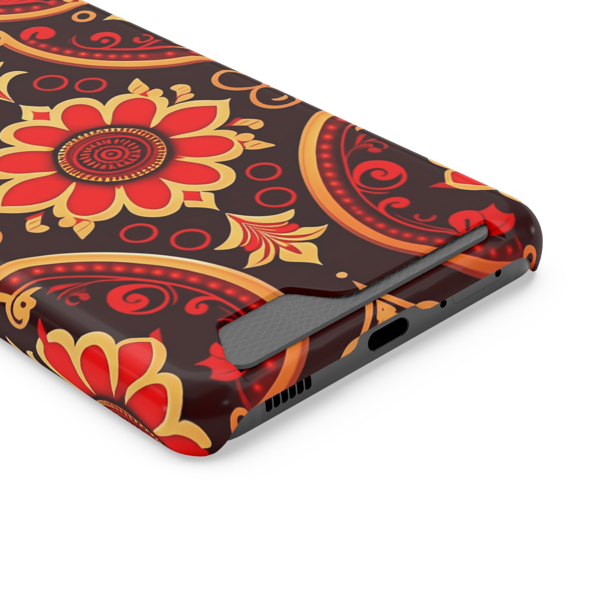 Batik Blossom Phone Case With Card Holder