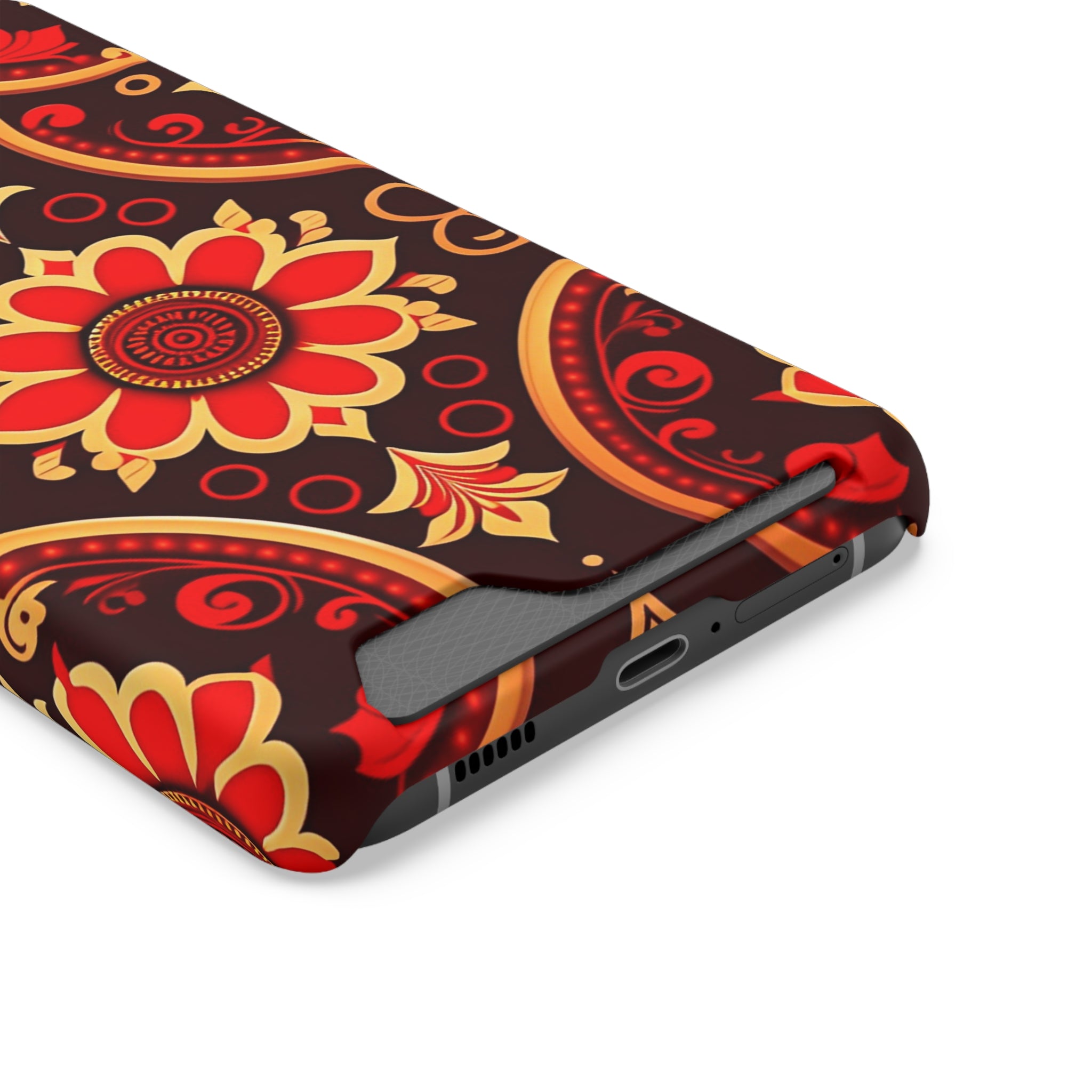 Batik Blossom Phone Case With Card Holder