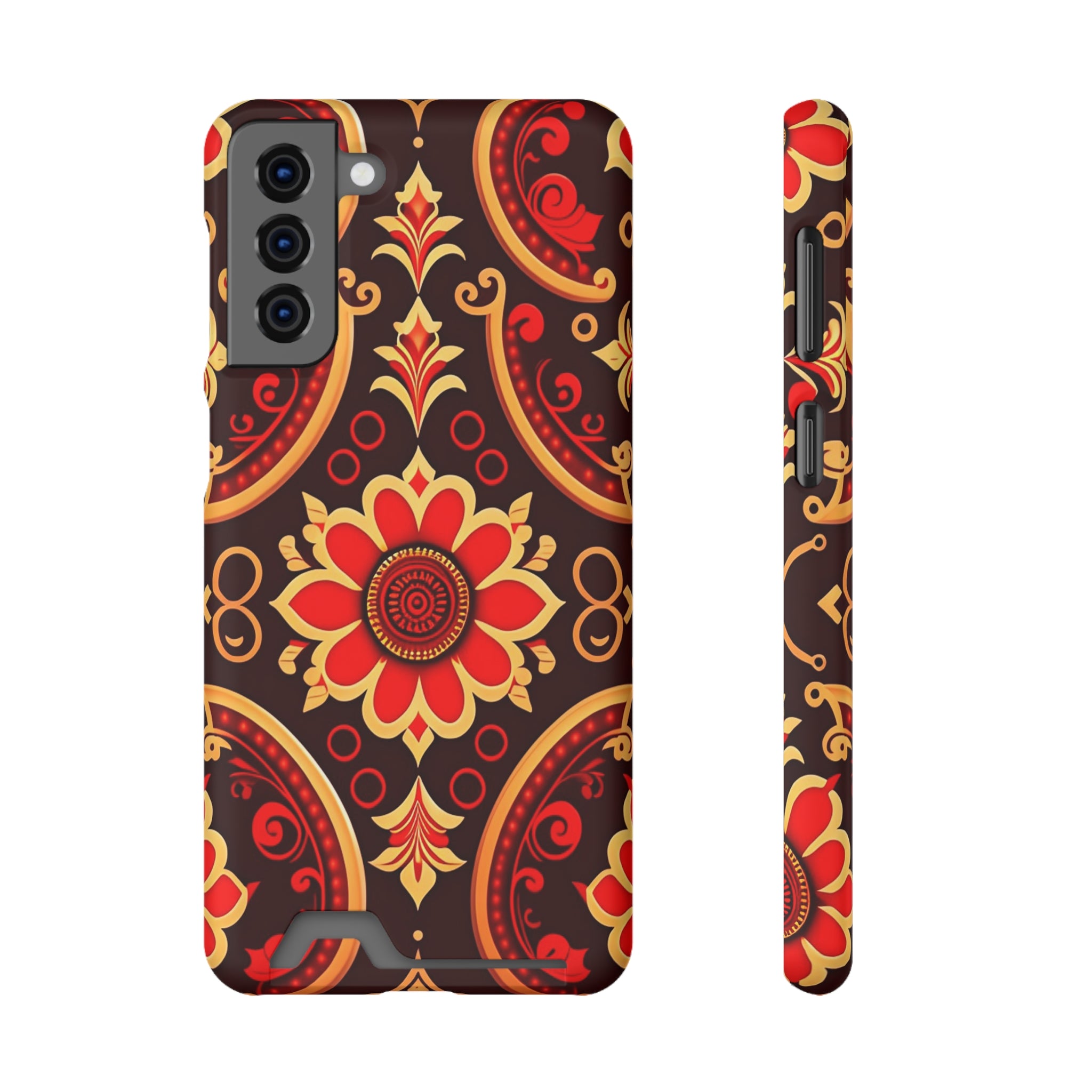 Batik Blossom Phone Case With Card Holder