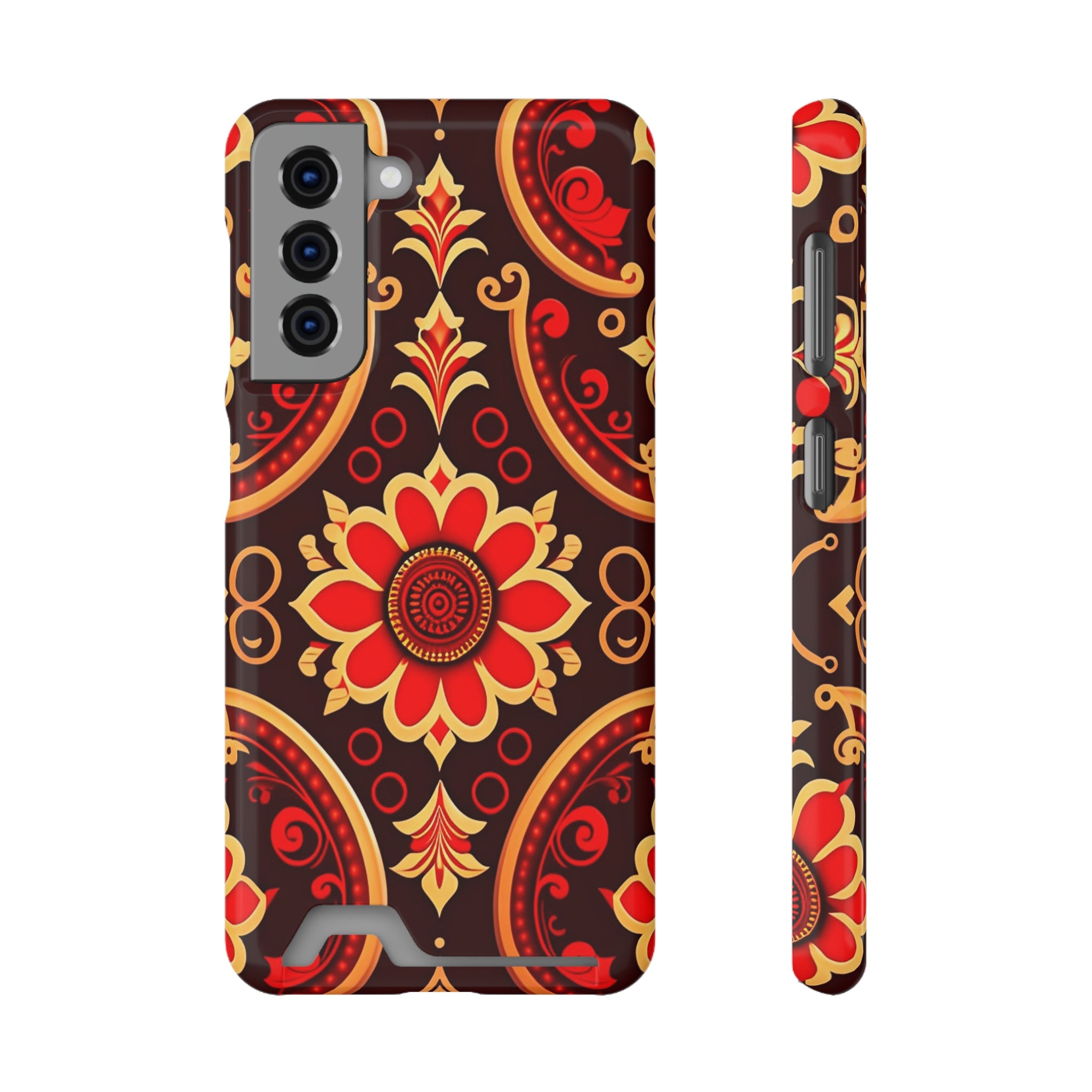 Batik Blossom Phone Case With Card Holder