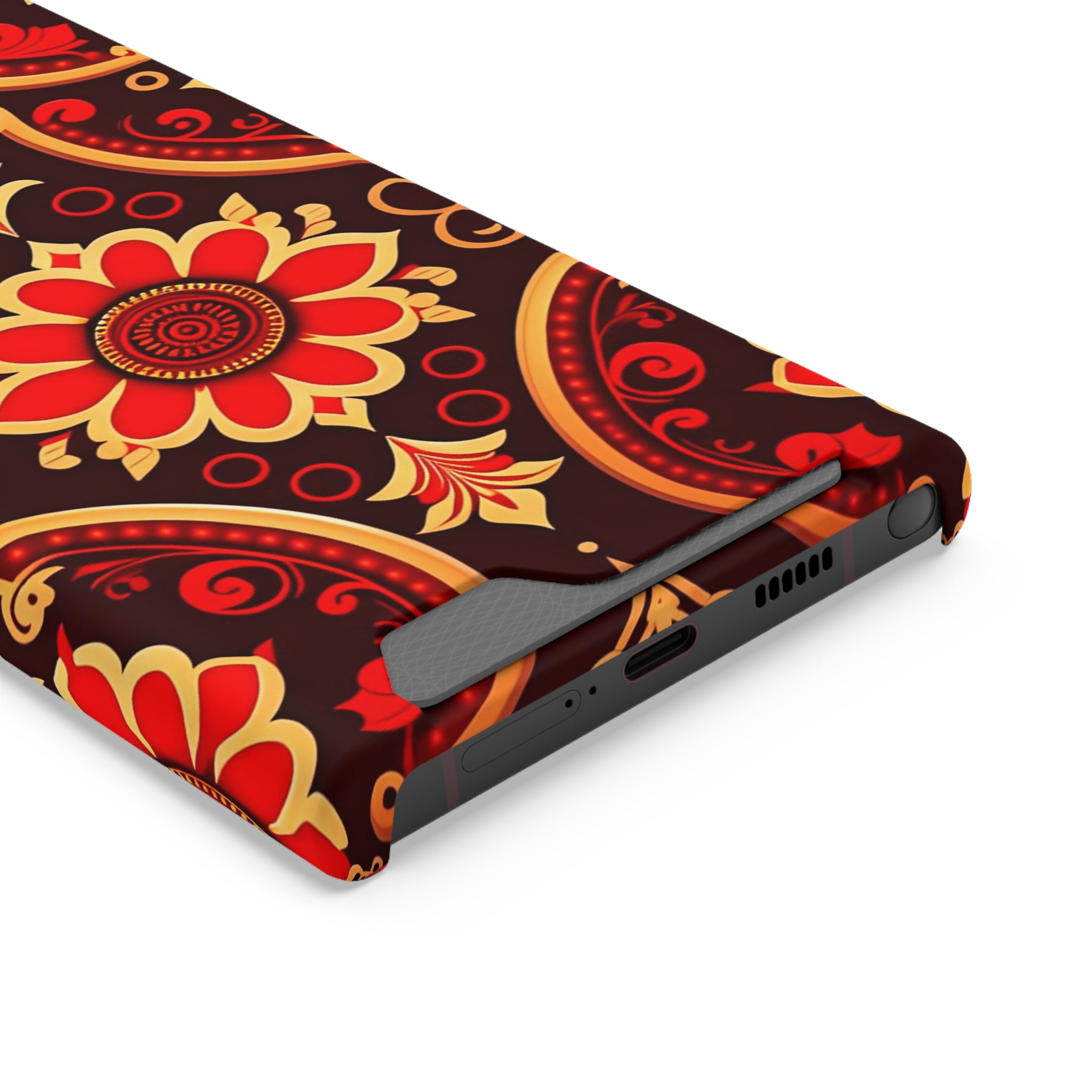 Batik Blossom Phone Case With Card Holder