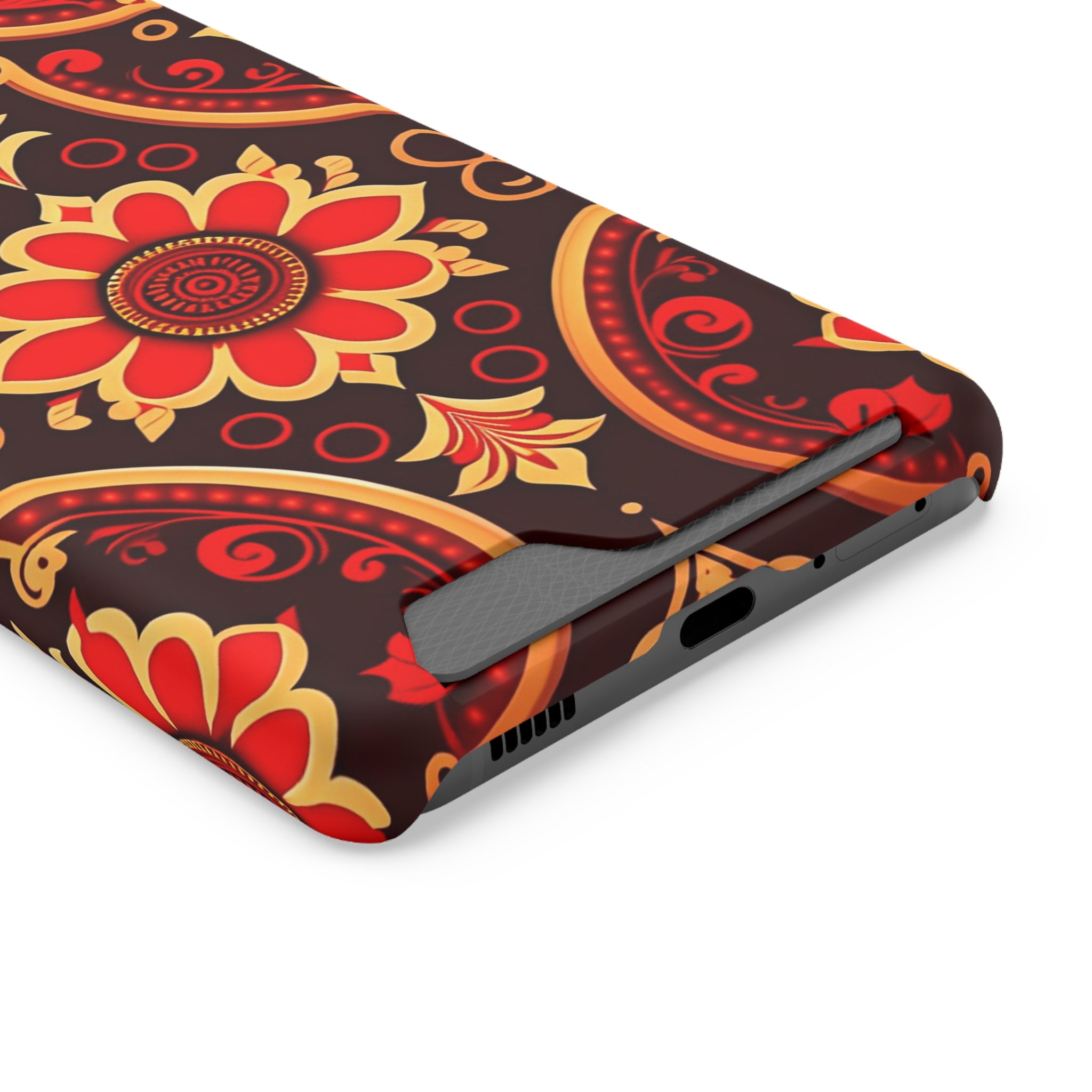 Batik Blossom Phone Case With Card Holder