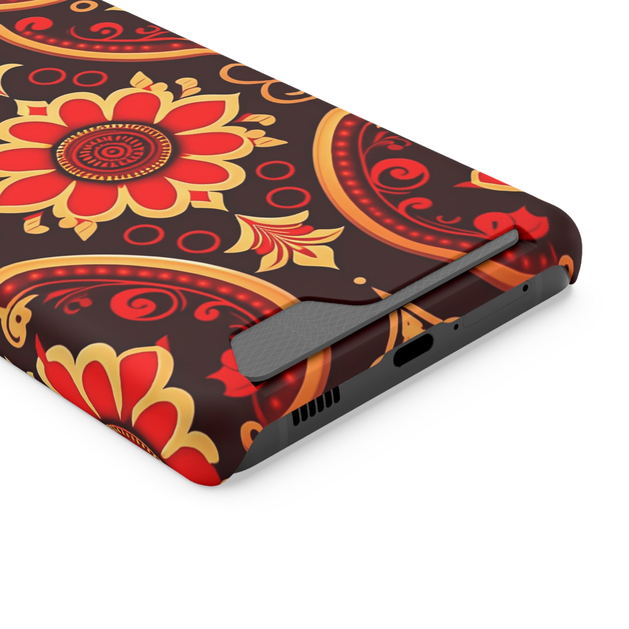 Batik Blossom Phone Case With Card Holder
