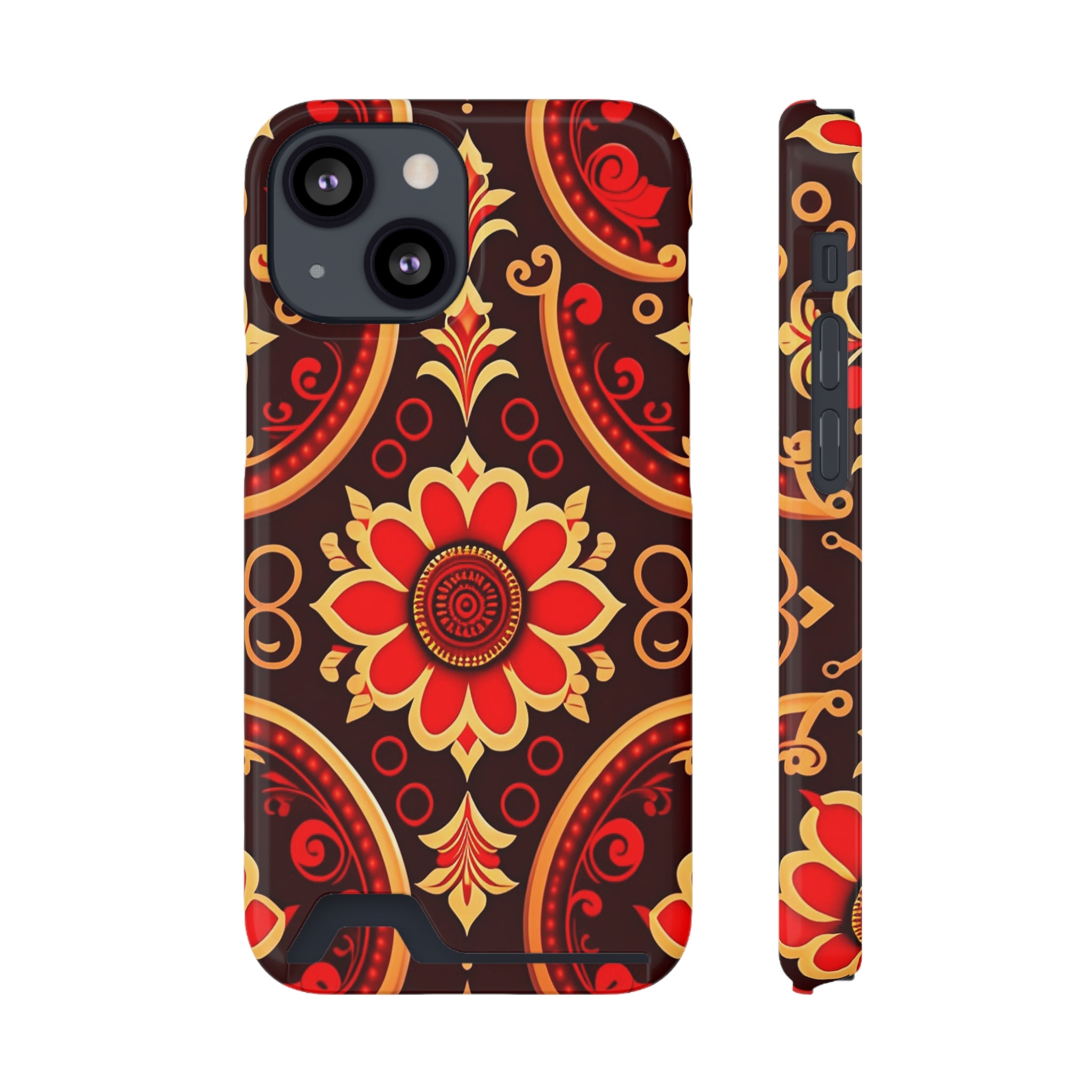 Batik Blossom Phone Case With Card Holder