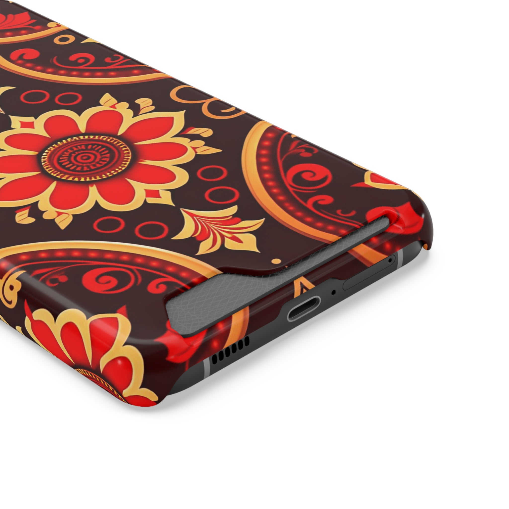 Batik Blossom Phone Case With Card Holder