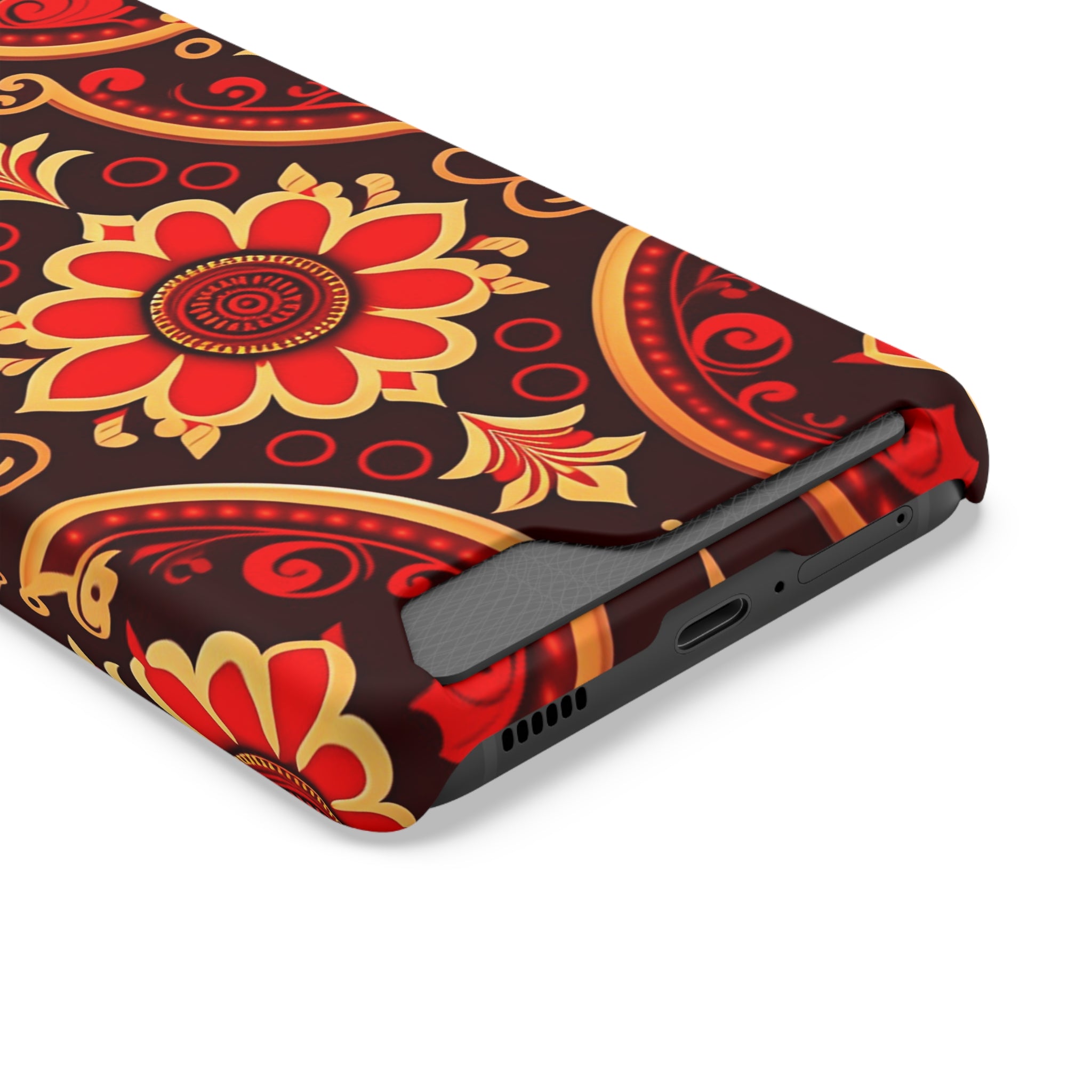 Batik Blossom Phone Case With Card Holder