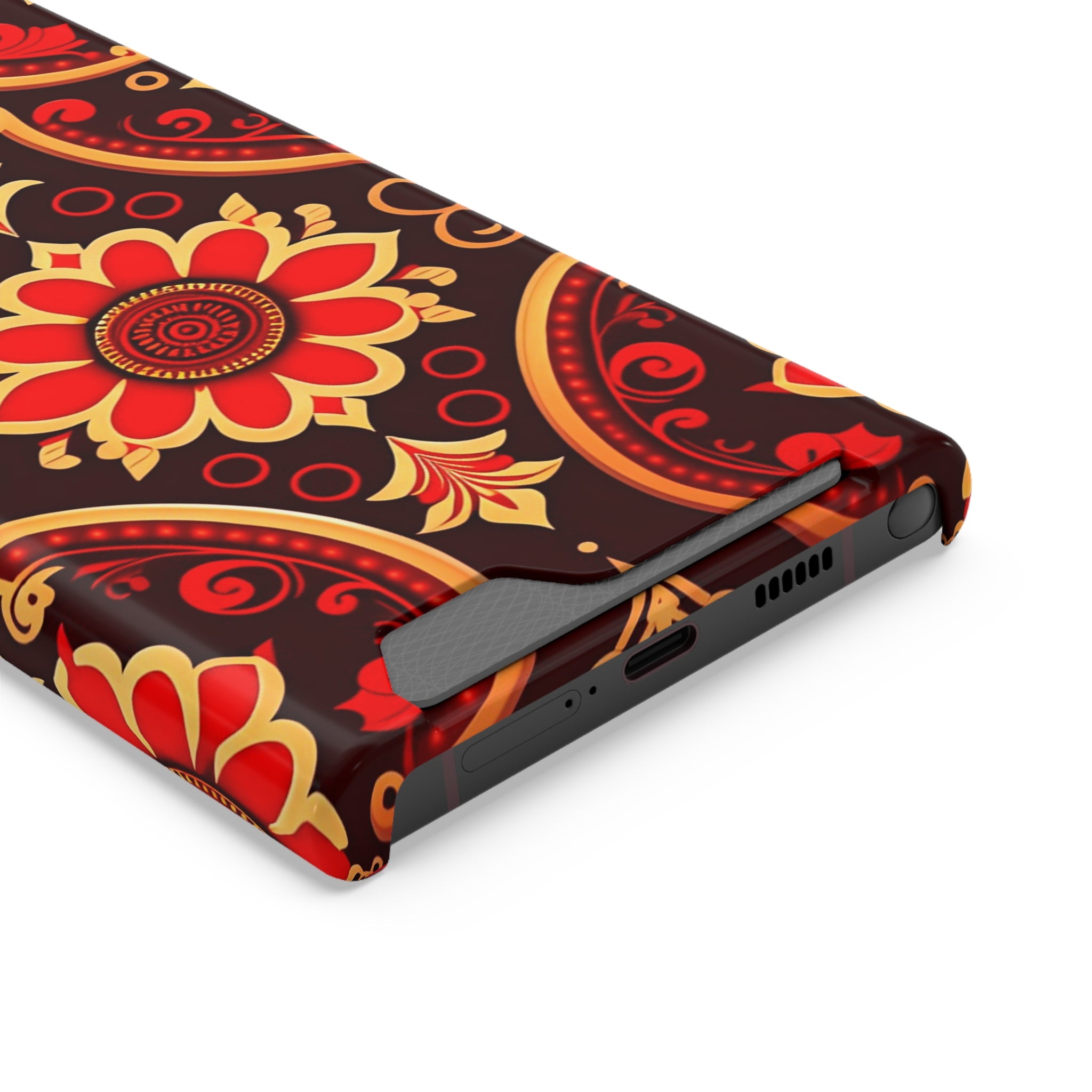 Batik Blossom Phone Case With Card Holder