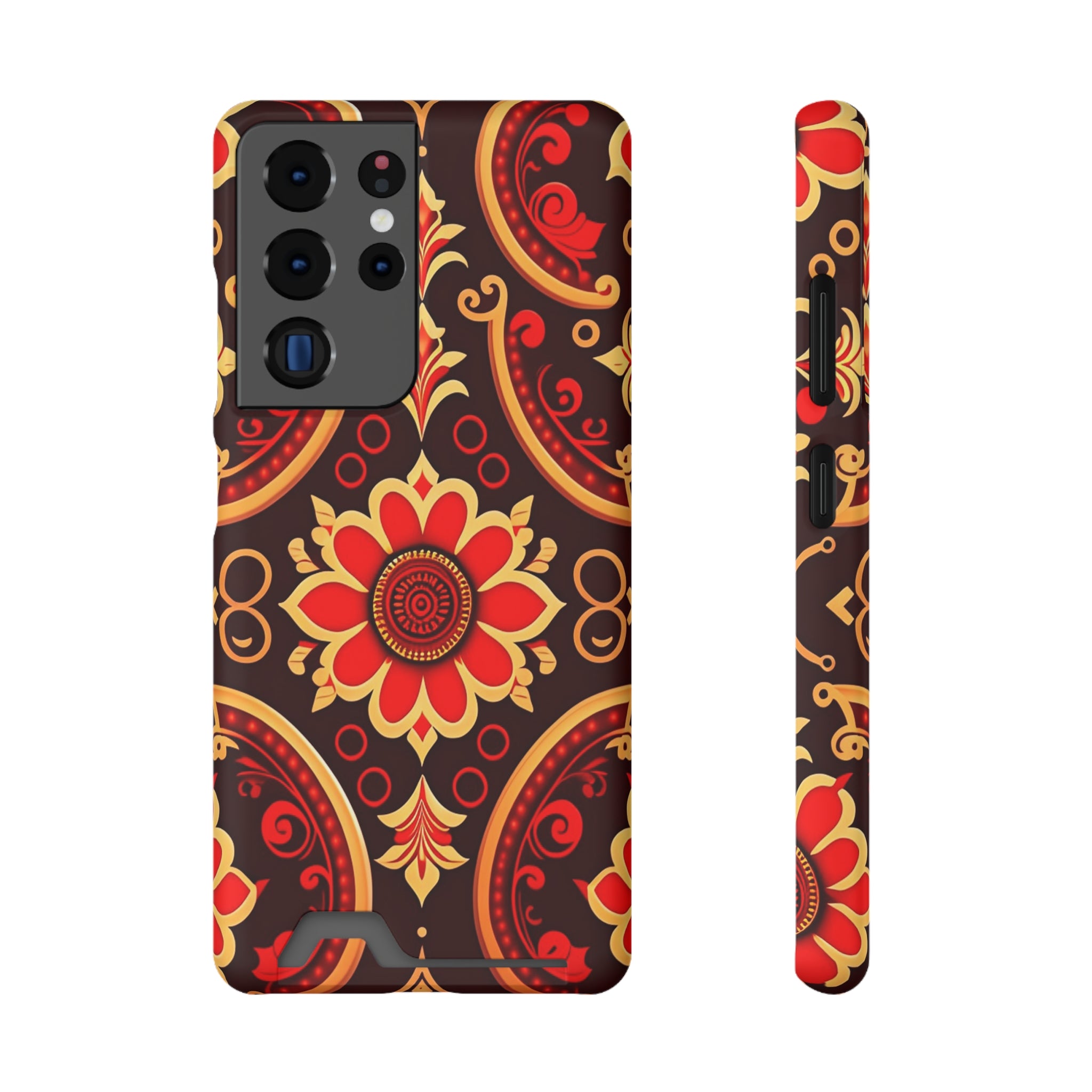 Batik Blossom Phone Case With Card Holder