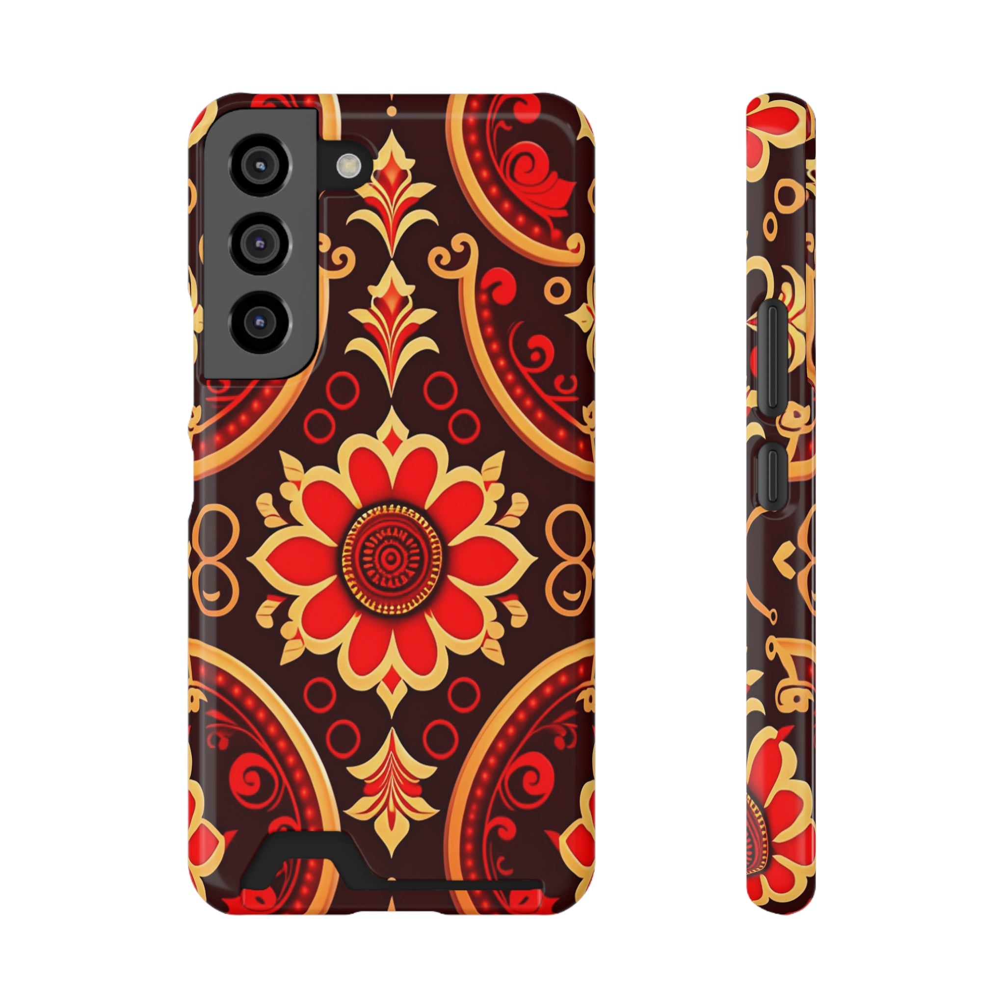 Batik Blossom Phone Case With Card Holder